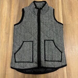 Black and White Herringbone Vest